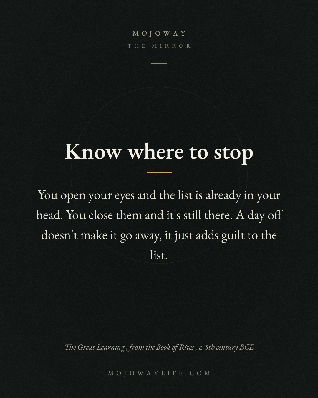 Know where to stop