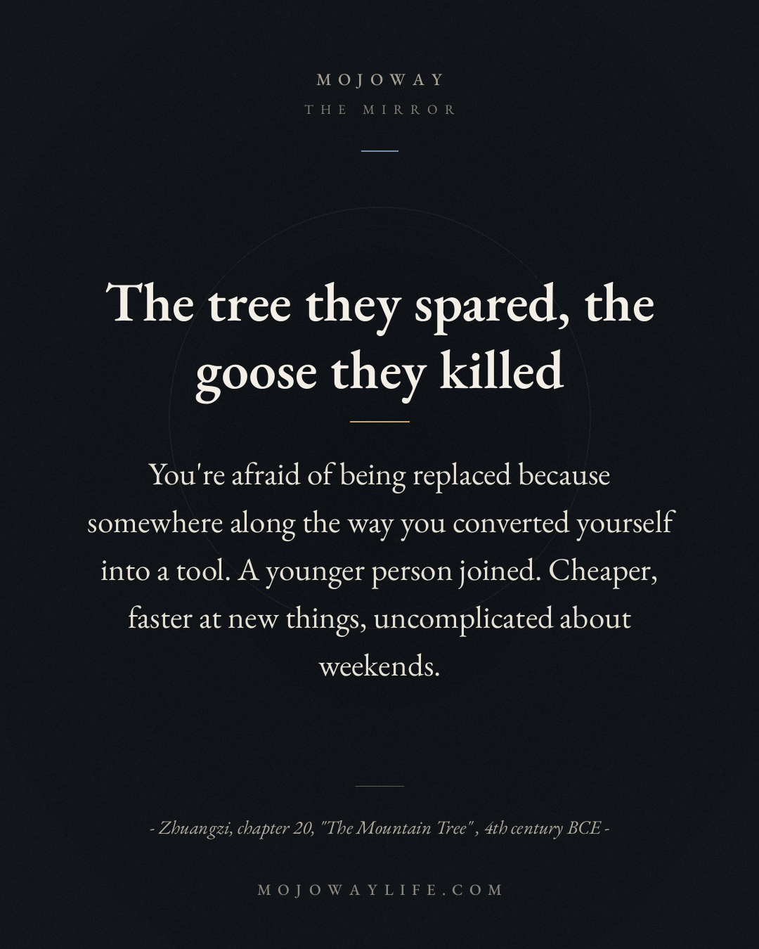 The tree they spared, the goose they killed