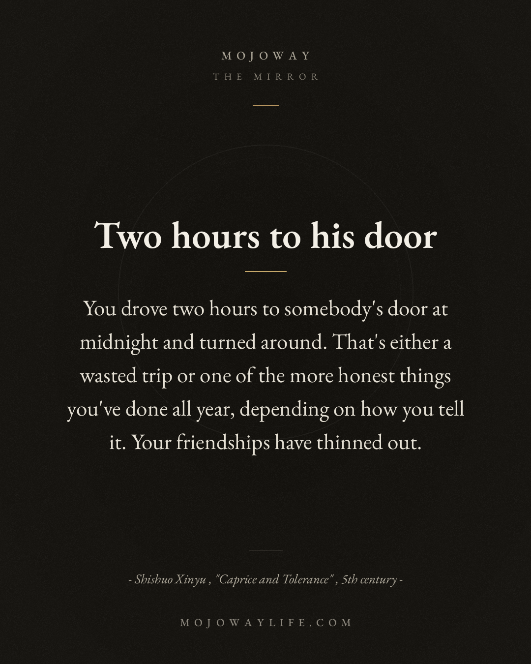 Two hours to his door