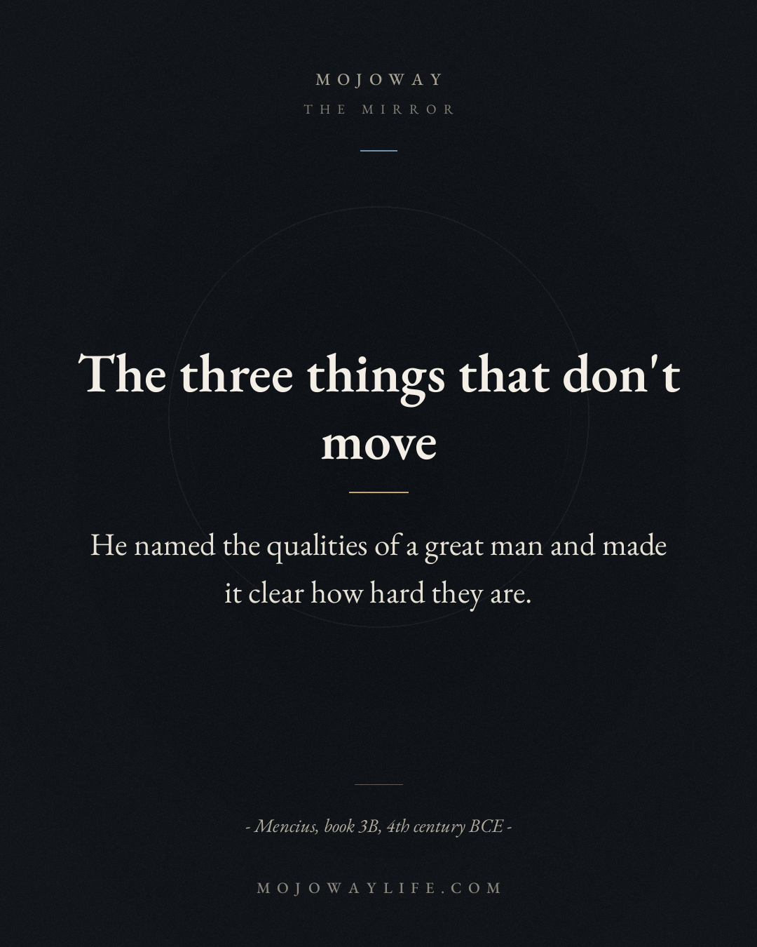 The three things that don't move