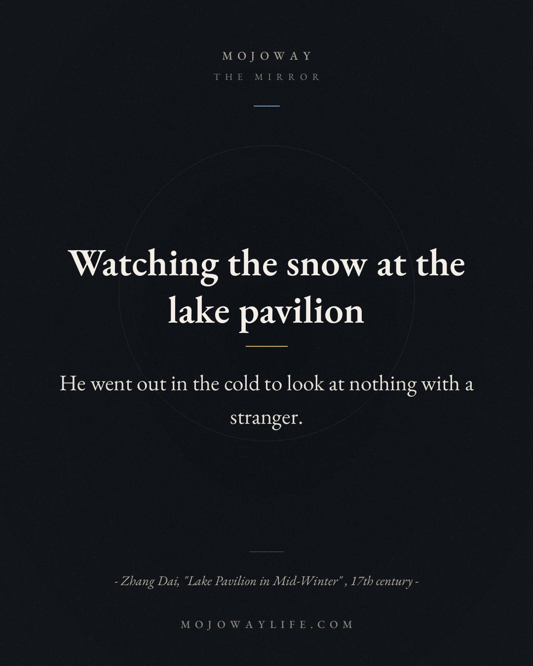 Watching the snow at the lake pavilion