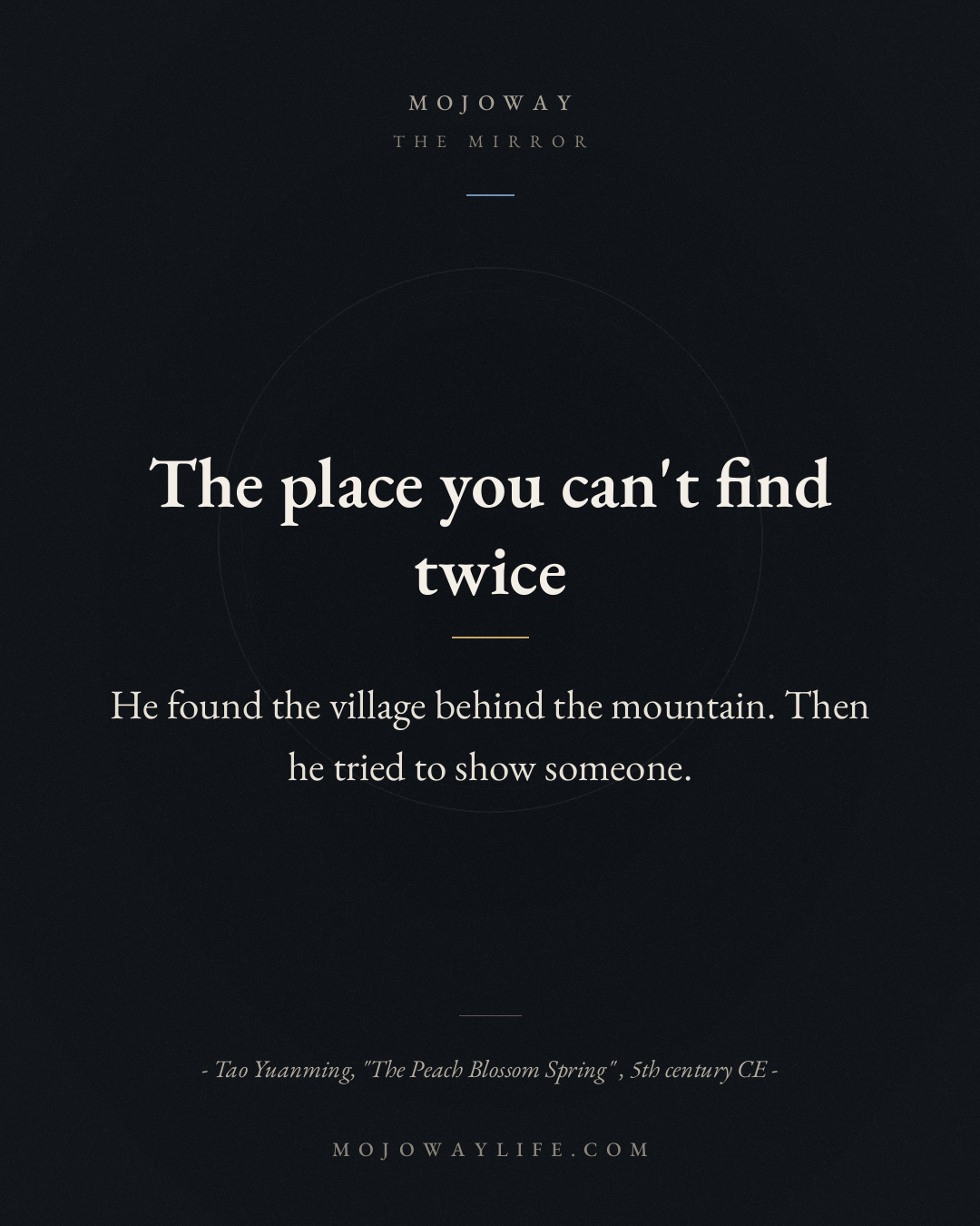 The place you can't find twice