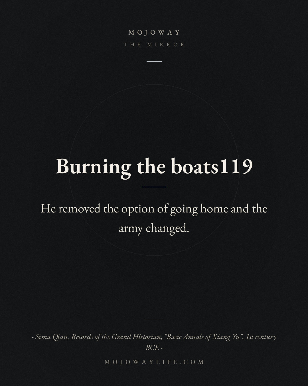 Burning the boats