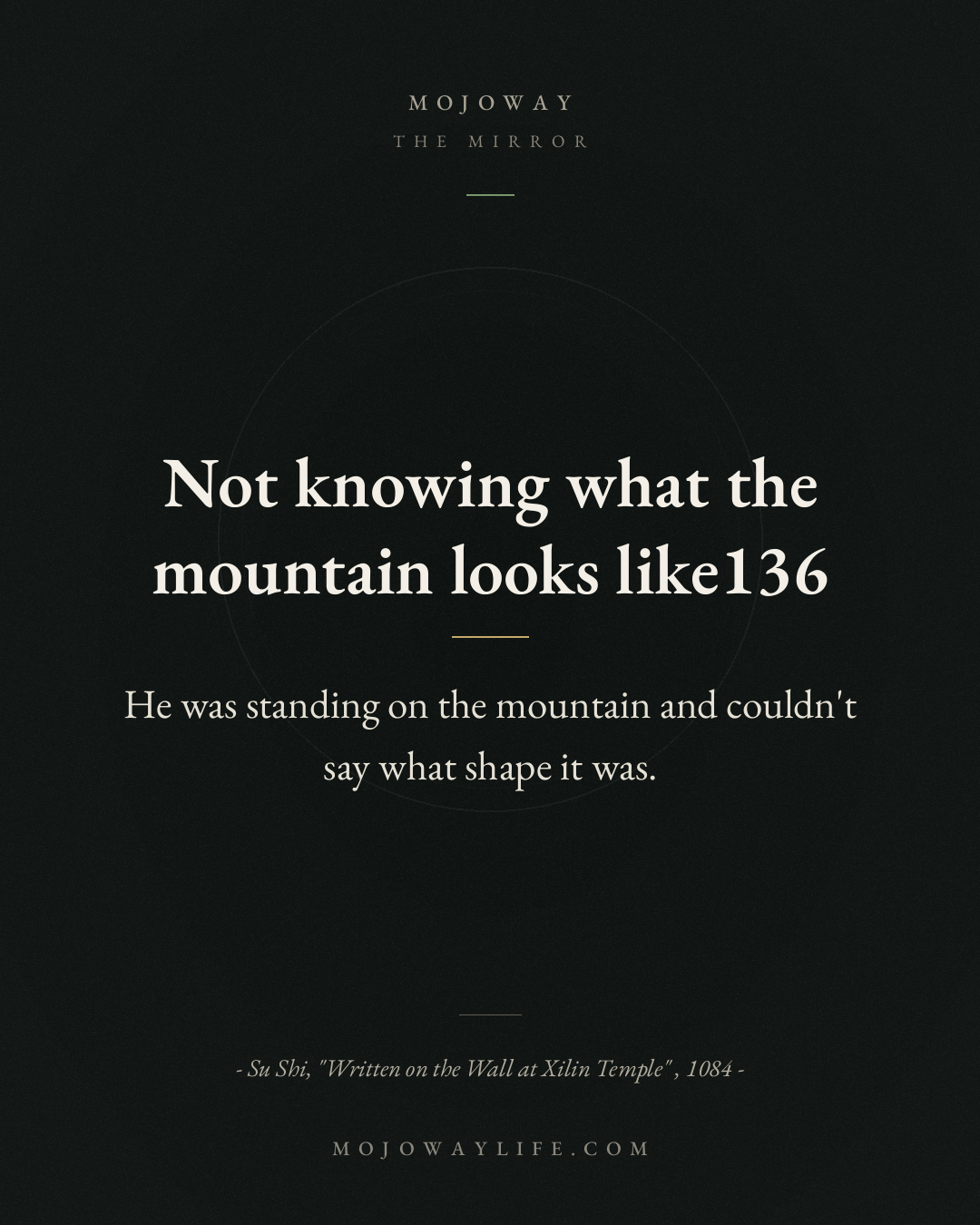 Not knowing what the mountain looks like