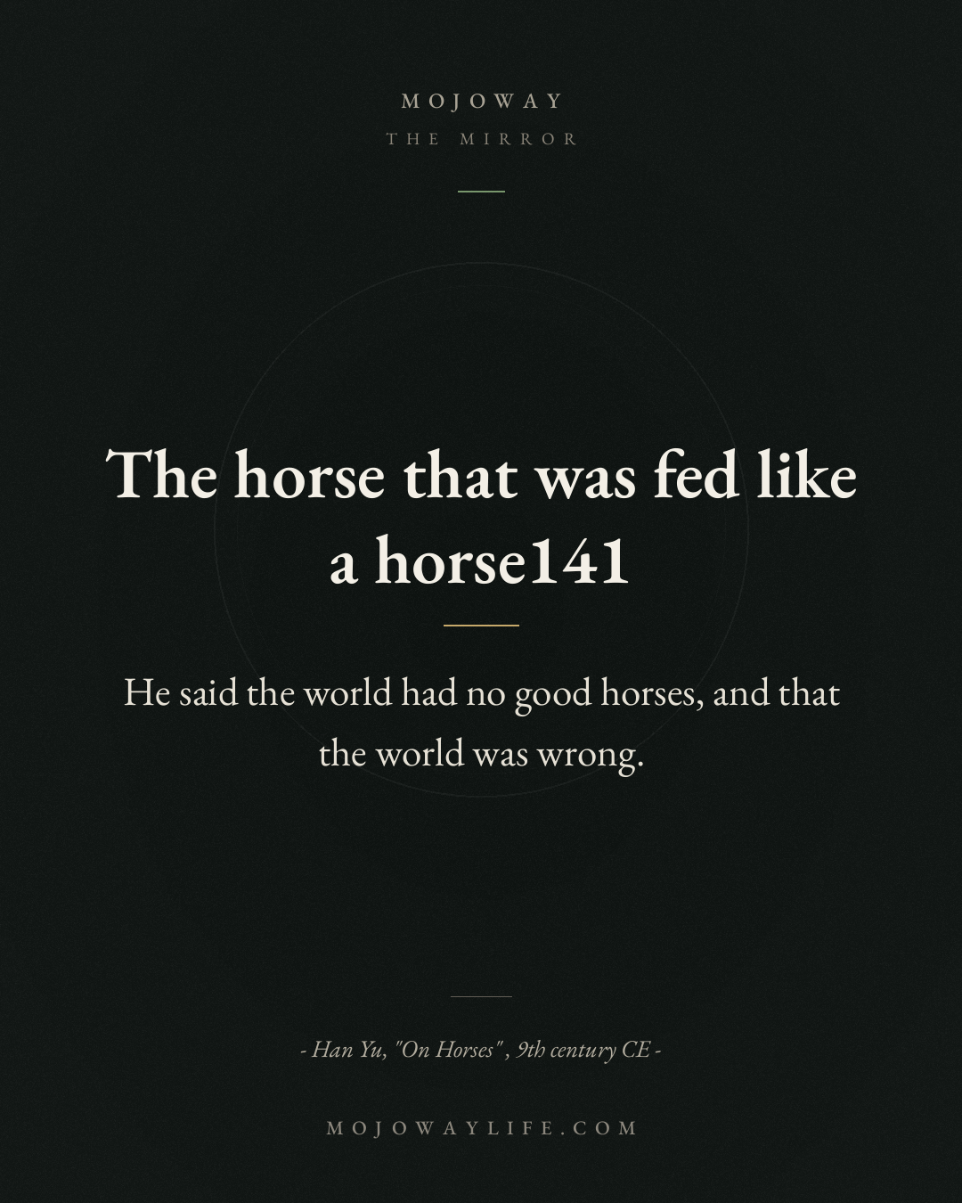 The horse that was fed like a horse