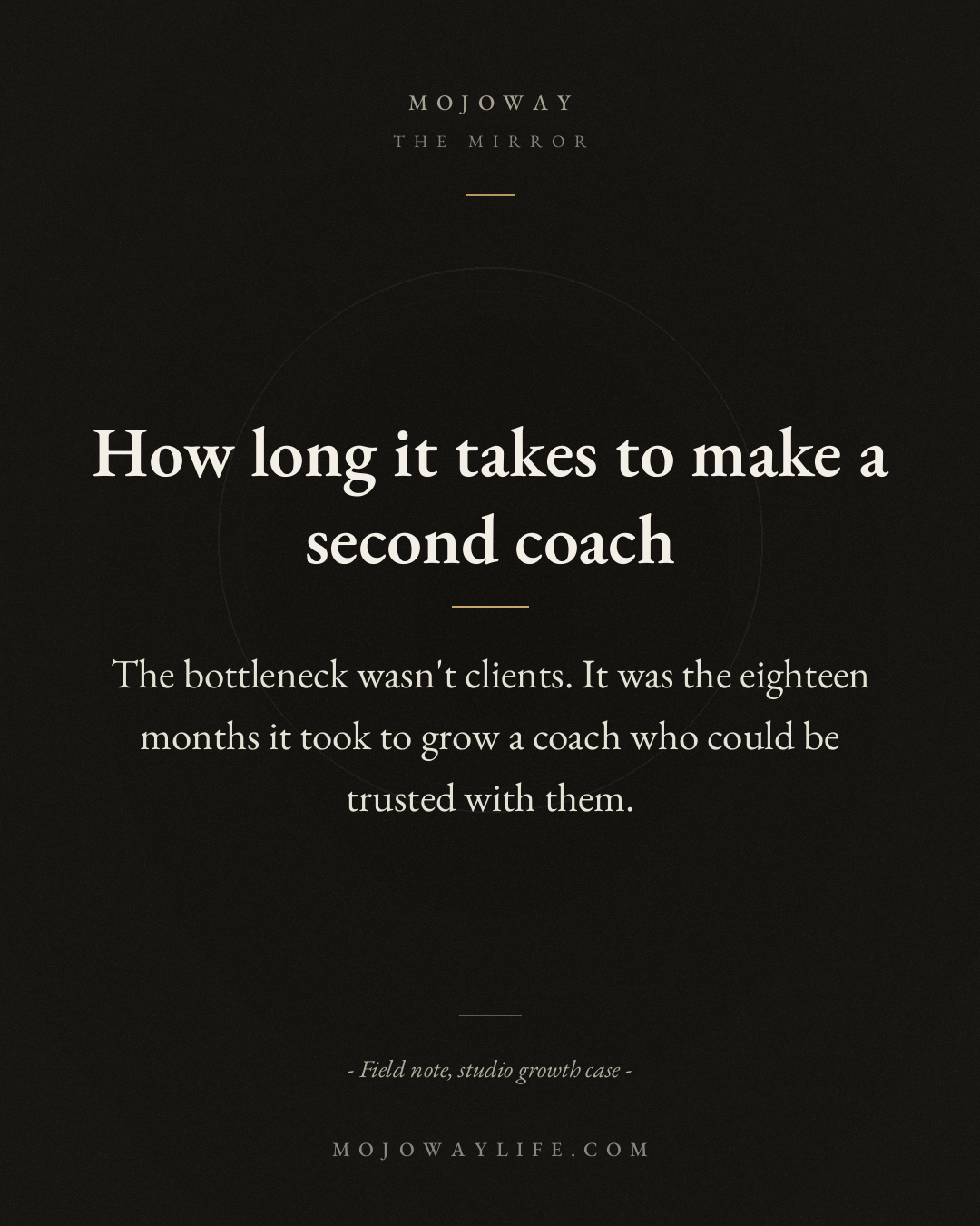How long it takes to make a second coach