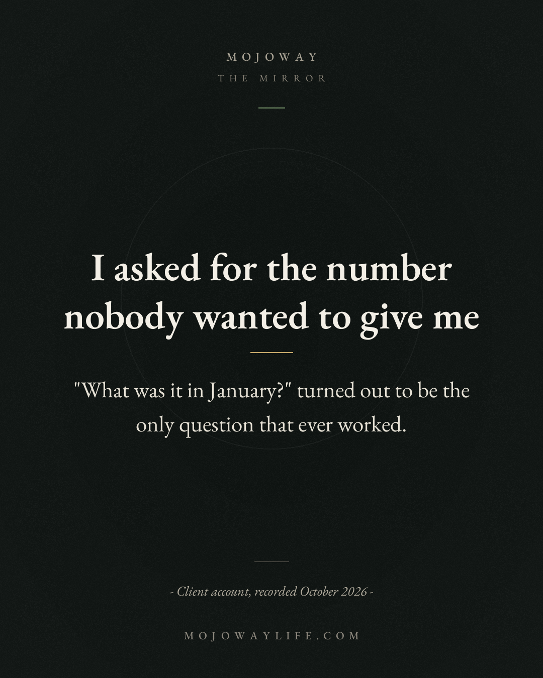 I asked for the number nobody wanted to give me