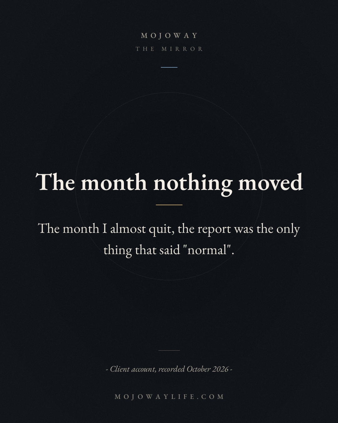 The month nothing moved