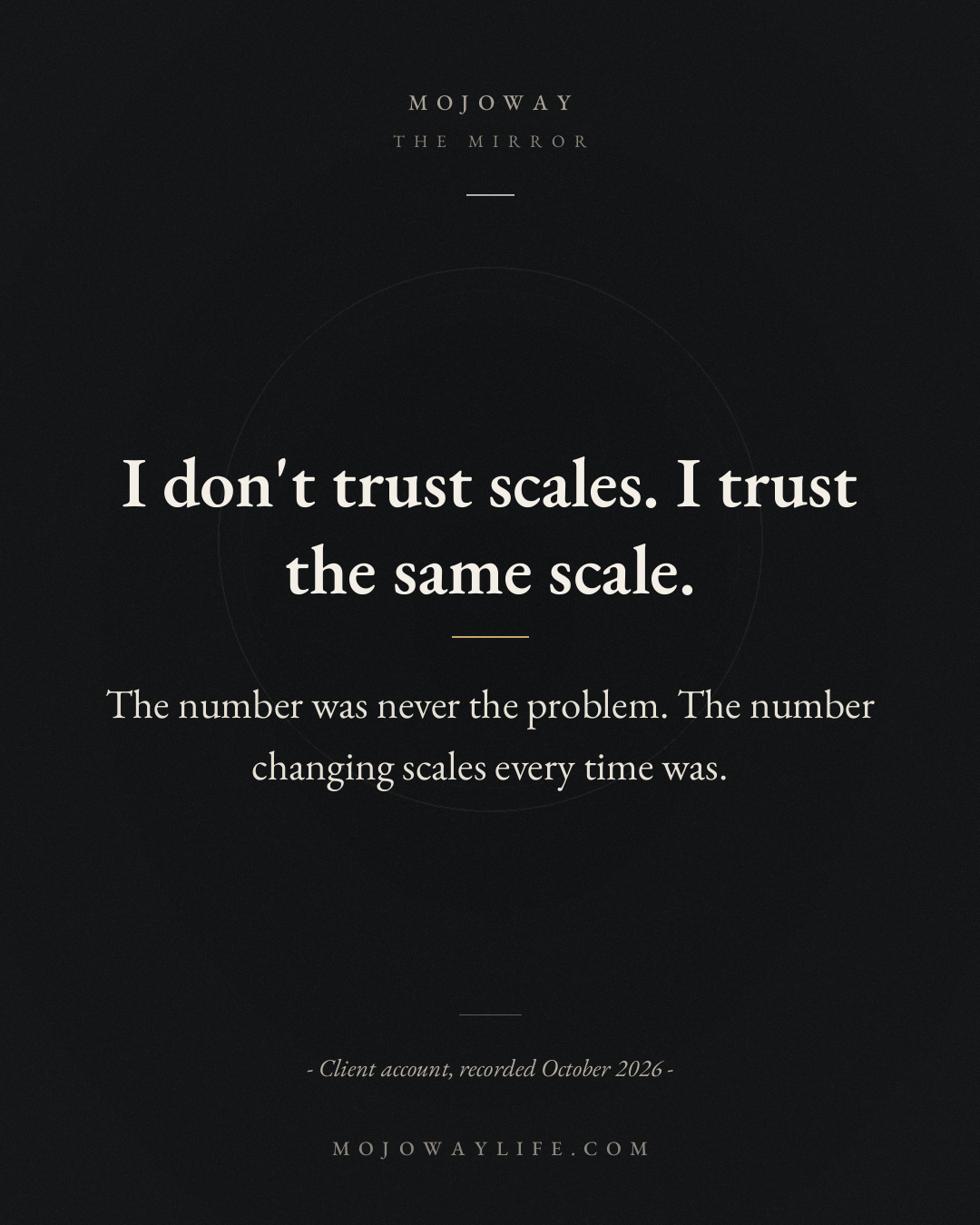 I don't trust scales. I trust the same scale.