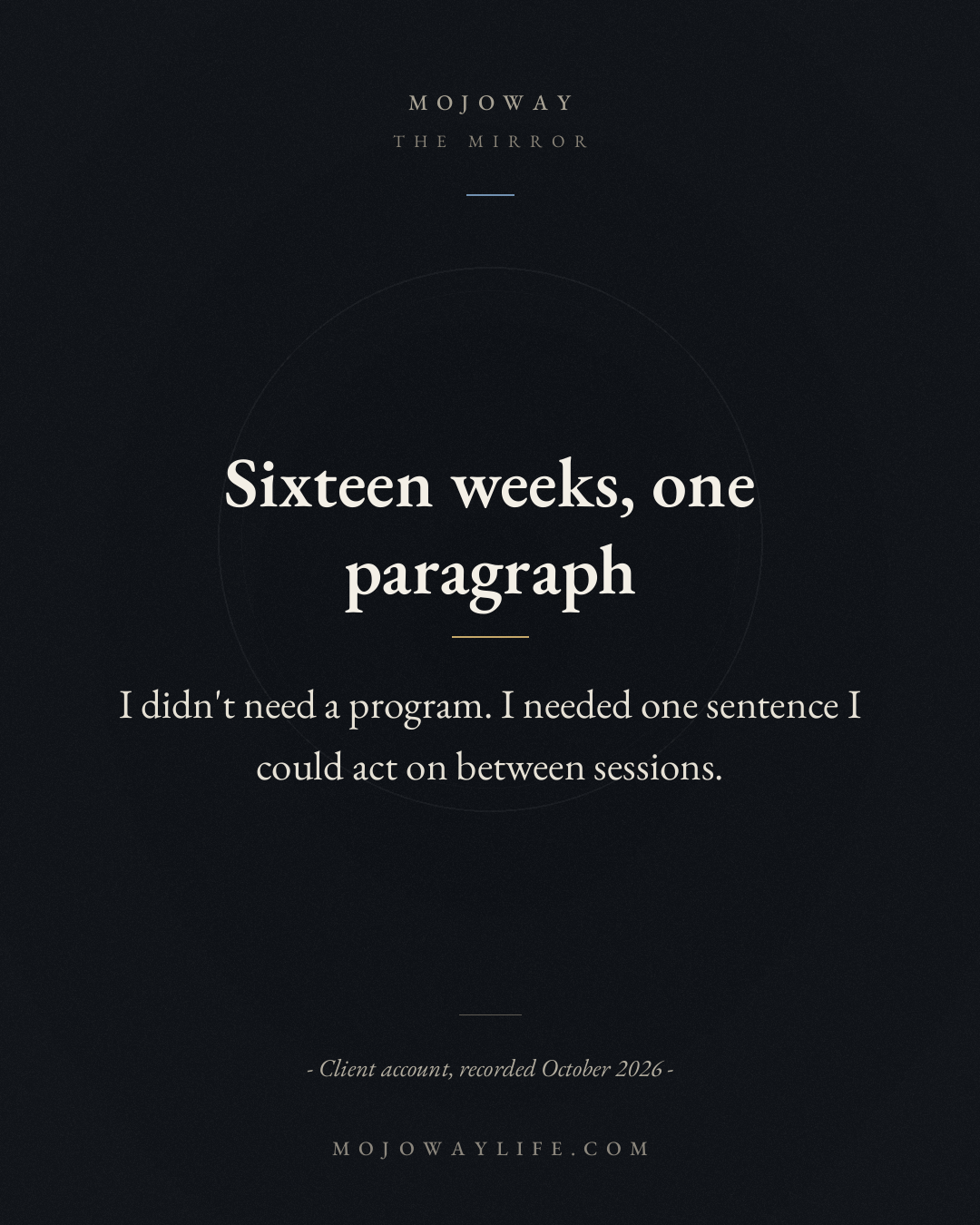 Sixteen weeks, one paragraph